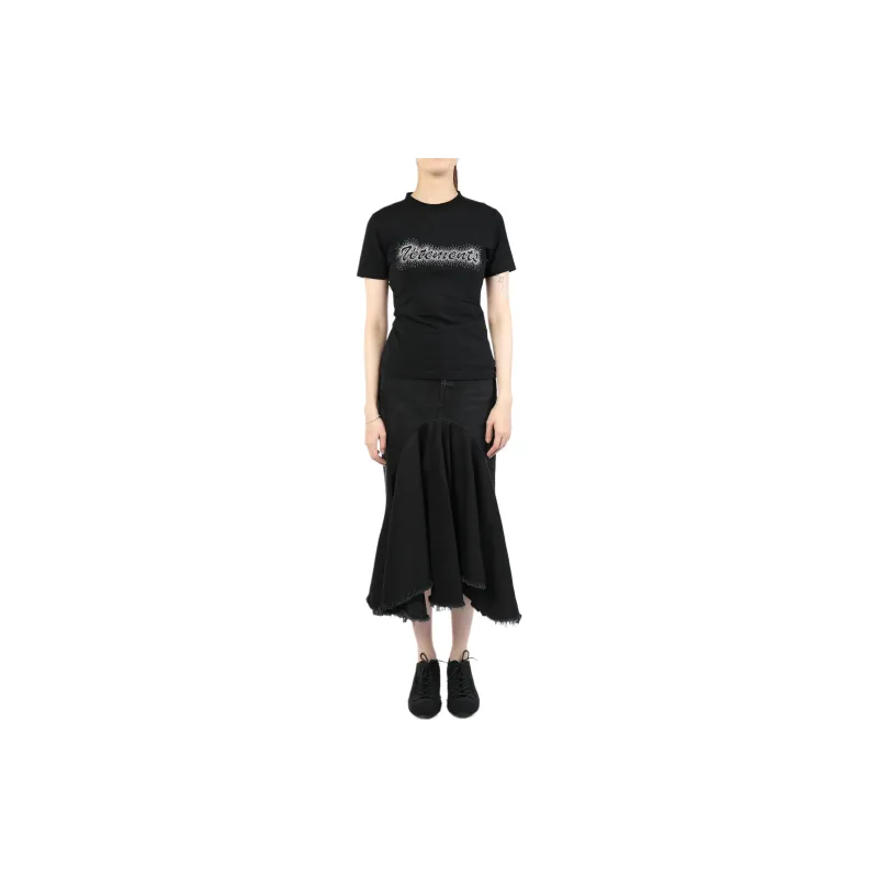 Vetements Denim Midi Skirt Black-2
