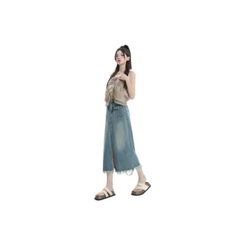 SONGS ALONG Denim Long Skirts Women's Blue