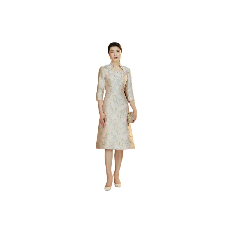 BBLLUUEE Long Sleeved Dress Women's Light Cherry Blossom Pink-3