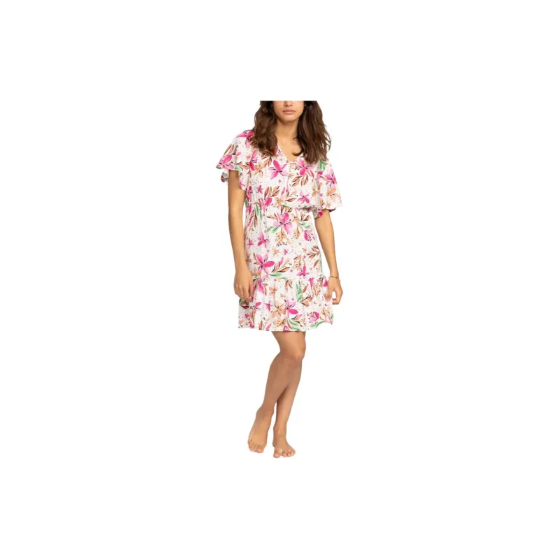 ROXY Short Sleeved Dress Women's Pink-1