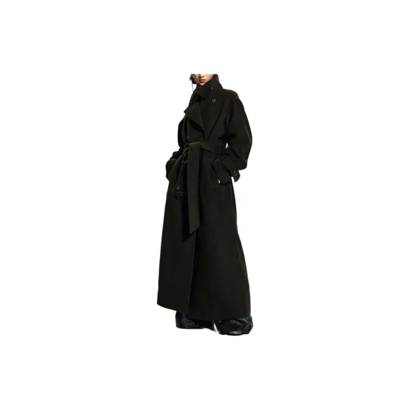 H&M Coats Women's Dark Khaki Green-1