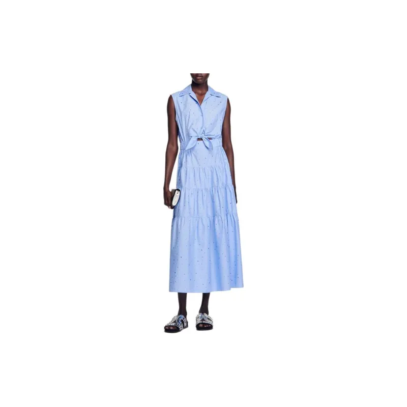 Sandro Rhinestone-embellished Shirt Maxi Dress-2