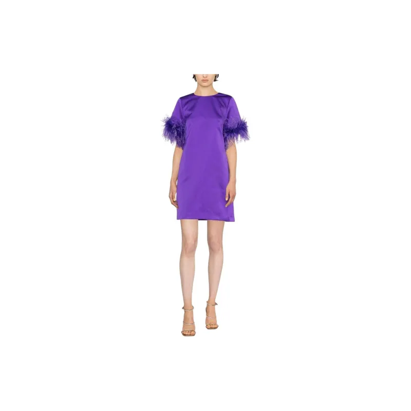 PAROSH Short Sleeved Dresses Women's Purple-1