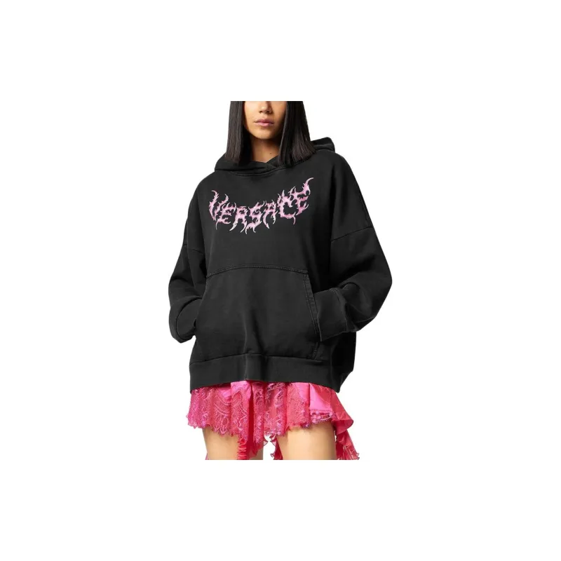 VERSACE Logo Printed Long Sleeved Hoodie-2
