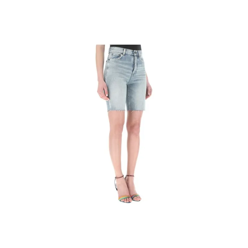 SAINT LAURENT High Rise Denim Shorts-3