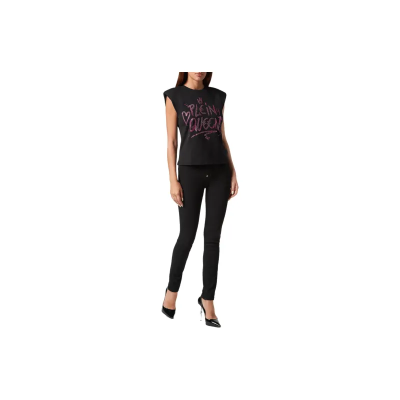 PHILIPP PLEIN Sexy Pure Crystals embellished Sleeveless T shirt-2