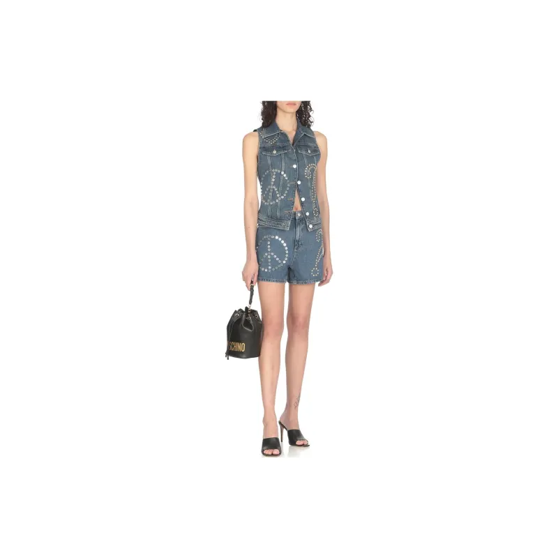 MOSCHINO Jeans Stud Embellished Denim Shorts-1
