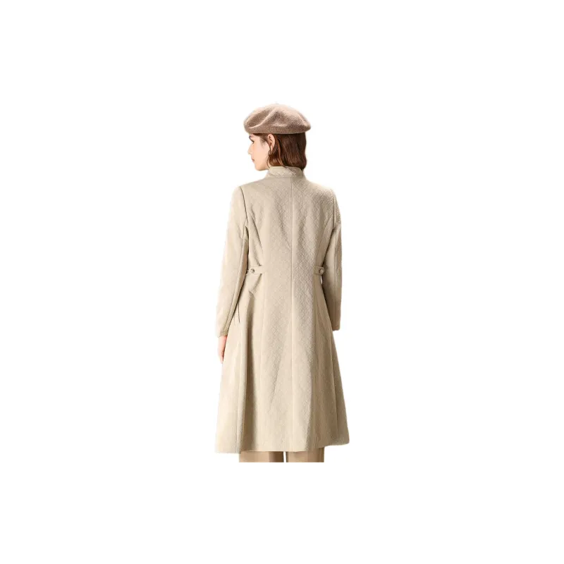 FENHONGMALI Trench Coat Women's Beige-2