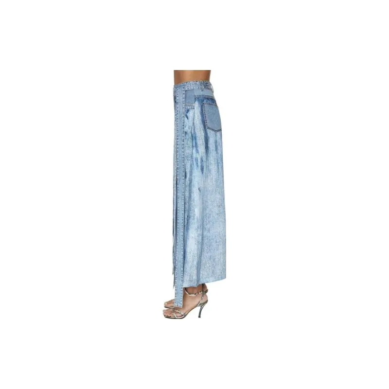 DIESEL Denim Long Skirts Women's Blue-3