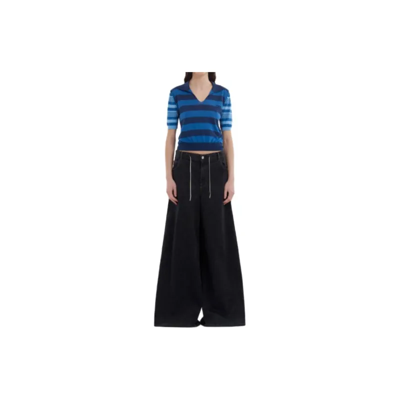MARNI Stretch Denim Flared Pants 'Navy'-1
