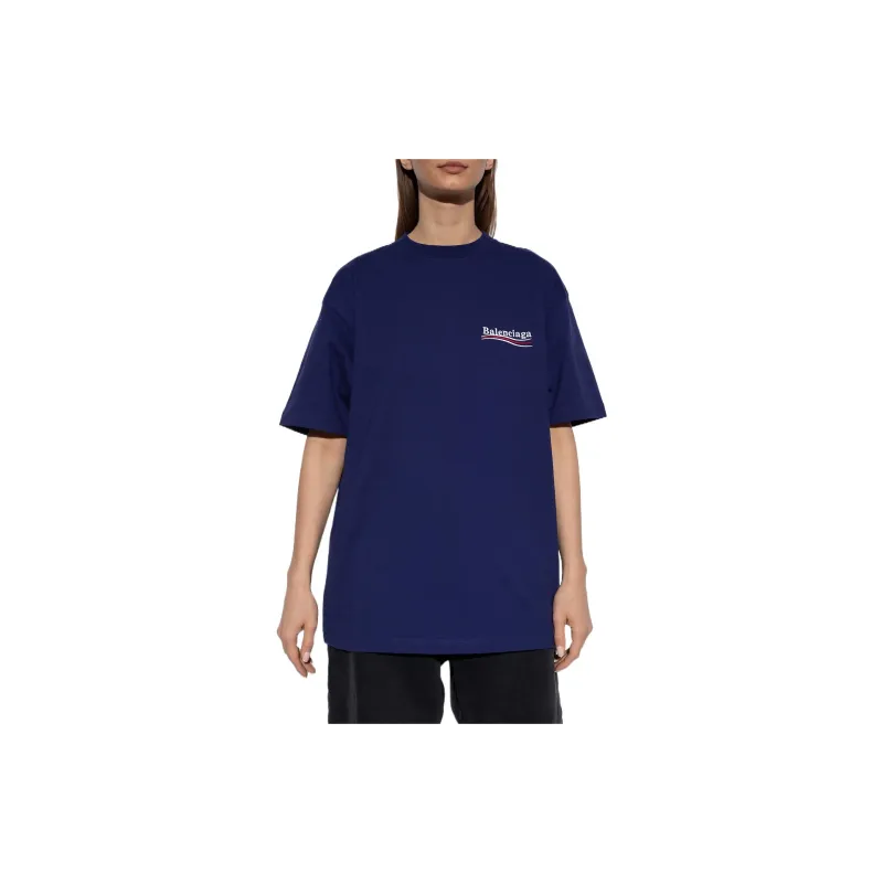 Balenciaga Women's Political Campaign Oversized T-Shirt Dark Blue/Multi-2