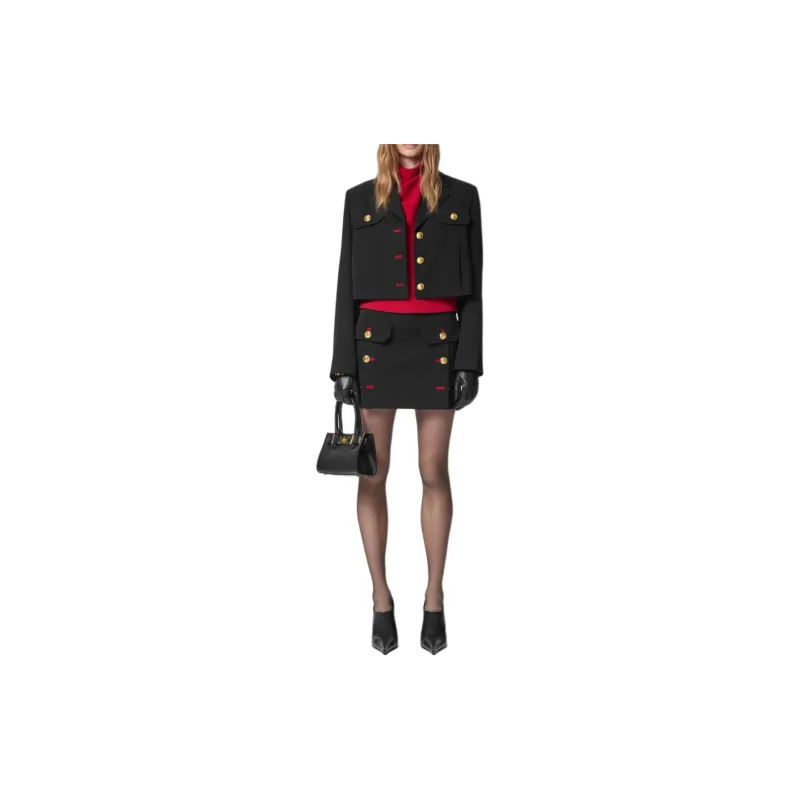 VERSACE Medusa Head Button Mid Rise Mini Skirt-1
