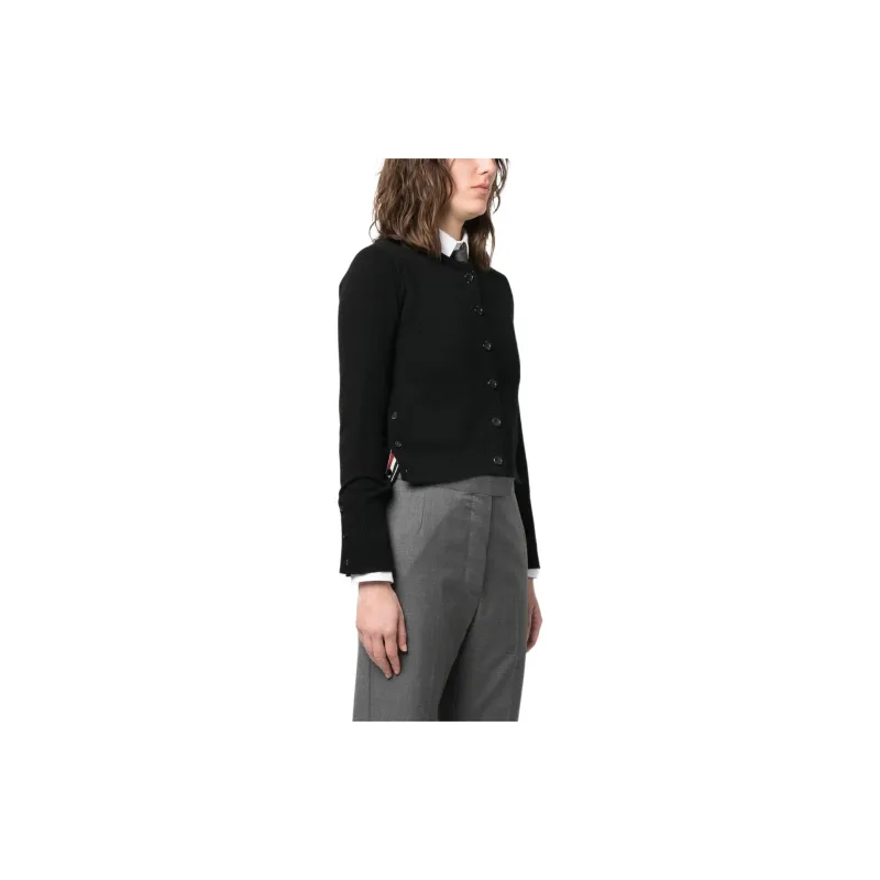 THOM BROWNE Ribbed Knit Crewneck Cardigan-4