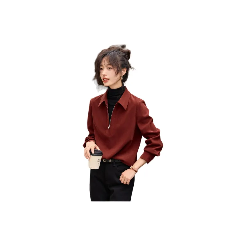 Mo Han Yi Mei Shirt Women's Burgundy-2