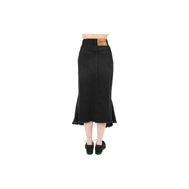 Vetements Denim Midi Skirt Black-4
