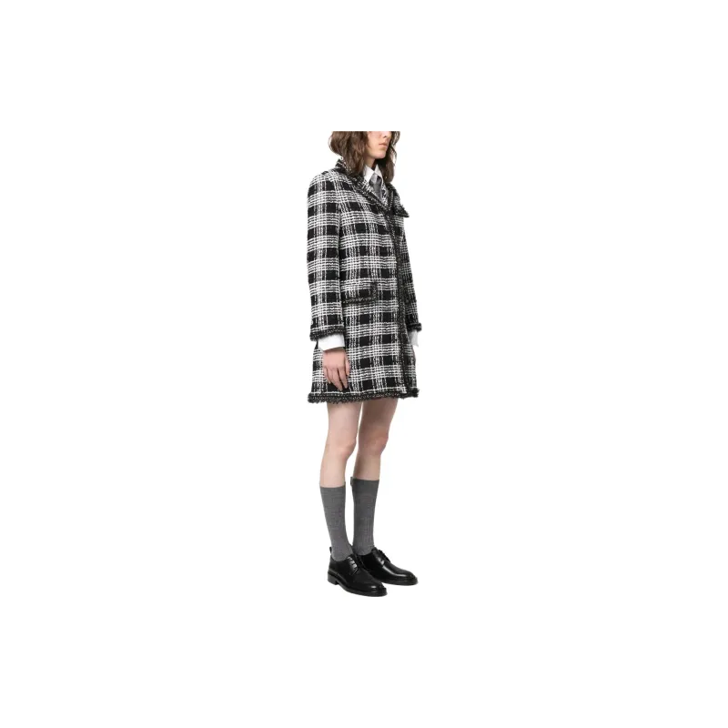 THOM BROWNE Chesterfield Frayed Hem Tweed Midi Dress-3