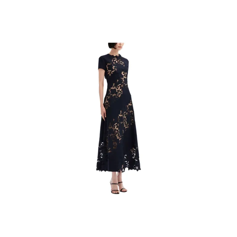 Oscar De La Renta Mixed Botanical Guipure-lace Midi Dress-2