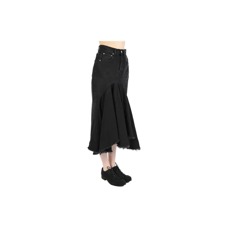 Vetements Denim Midi Skirt Black-5