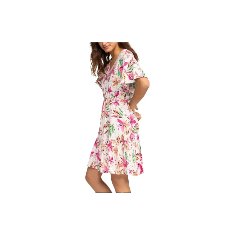 ROXY Short Sleeved Dress Women's Pink-4