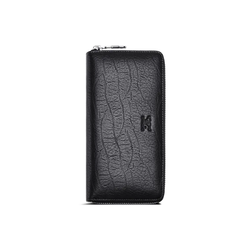 SEPTWOLVES Artificial Leather Wallet With Zip Closure Clutch Large Size Men's Black-9