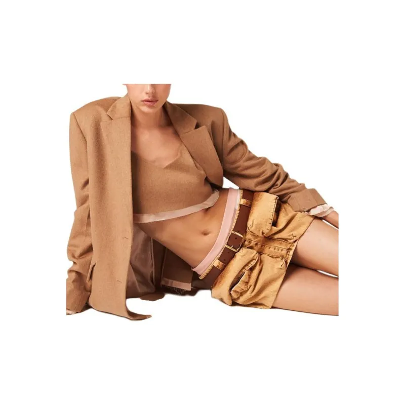 MIU MIU SS23 Cargo Short Skirts Women's Cognac-4