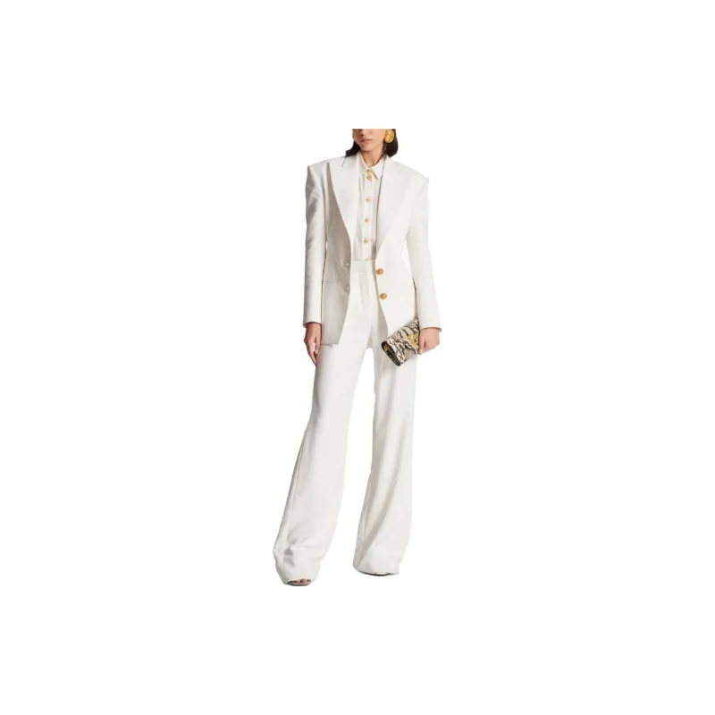 BALMAIN High Waisted Crepe Trousers-1