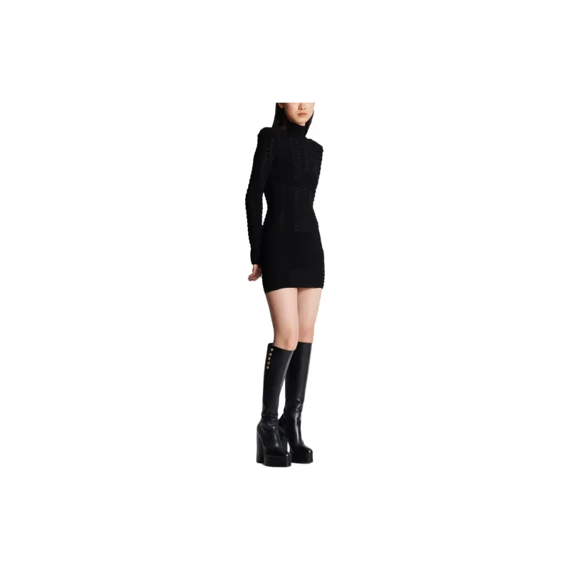 BALMAIN Knit High Neck Dress-4