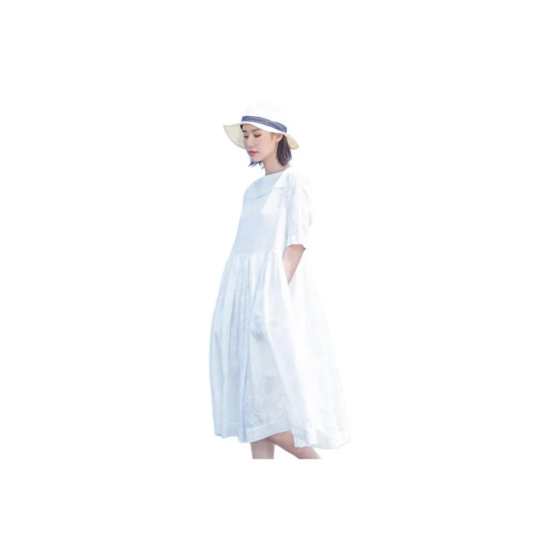 ZIMO Short Sleeved Dresses Women's White-2