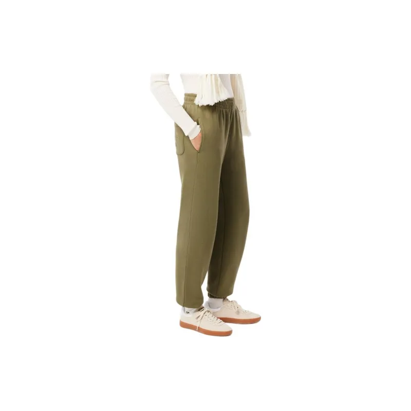 LACOSTE Knitted Sports Pants Women's Khaki Green-3