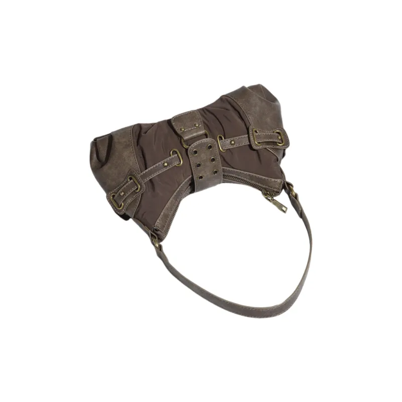 NOMK PU Shoulder Bag, Baguette Bag, Handbag, Shoulder Bag Women's Coffee-2