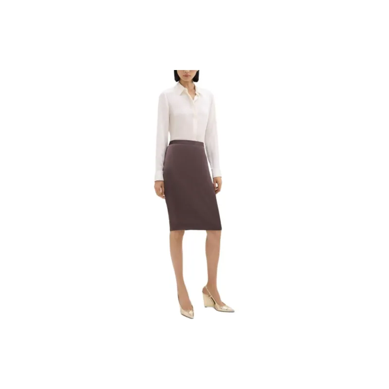 THEORY Casual Long Skirts Women's Coffee Brown-4