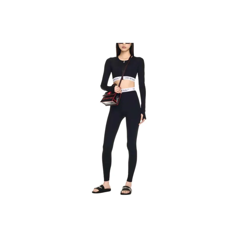 OFF WHITE Logo Waistband Stretch Leggings-1