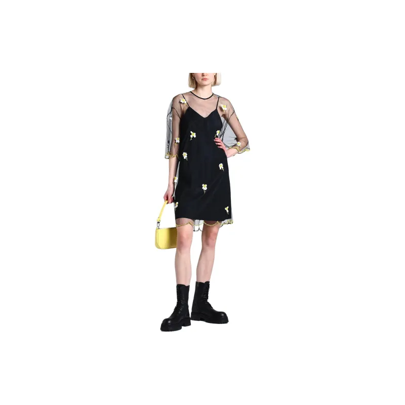MSGM Long Sleeved Dresses Women's Black-3