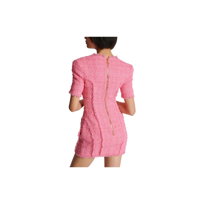 BALMAIN Button embellished Tweed Minidress-4