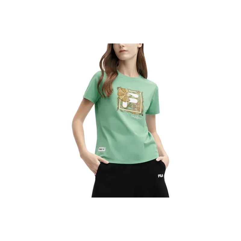 FILA x V&A LIANMINGKUAN Regular T Shirt Women's Fruit Milk Green-2