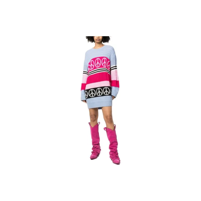 MOSCHINO Peace Sign Colour block Sweater Dress-1