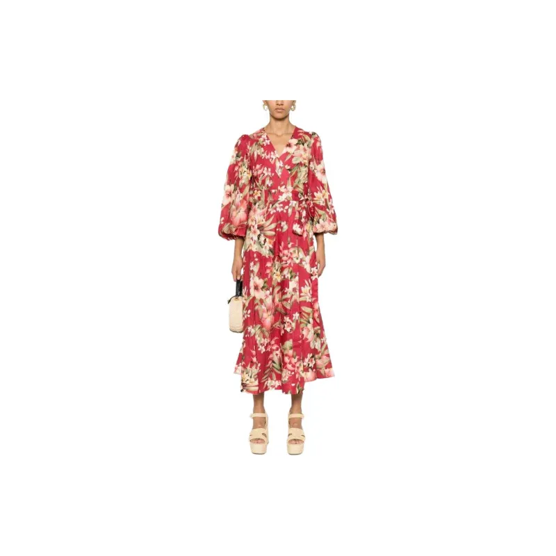 Zimmermann Lexi Floral-Printed V-Neck Wrapped Dress-1