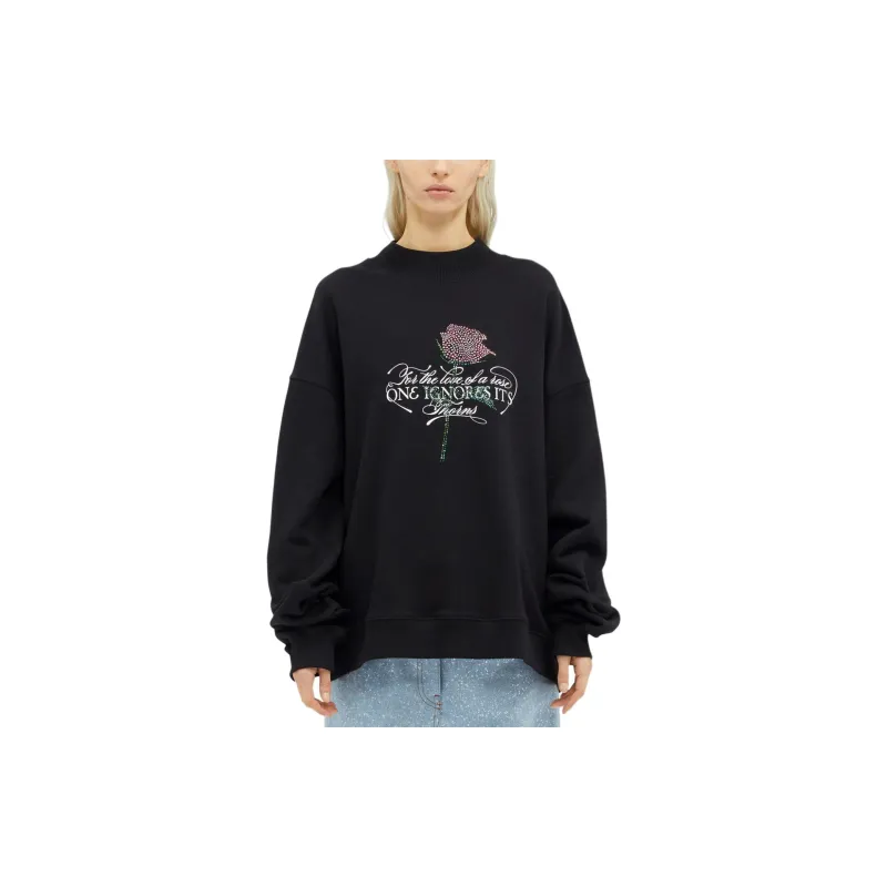 MSGM Rhinestone Slogan print Sweatshirt-3