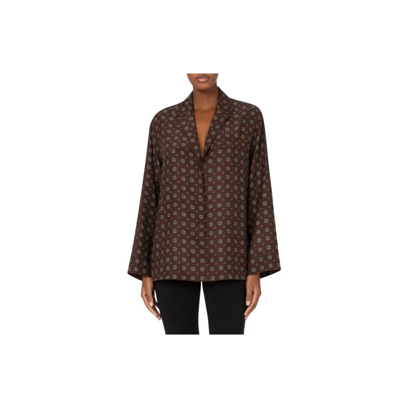 MOSCHINO Satin Tie Printed Shirt-1