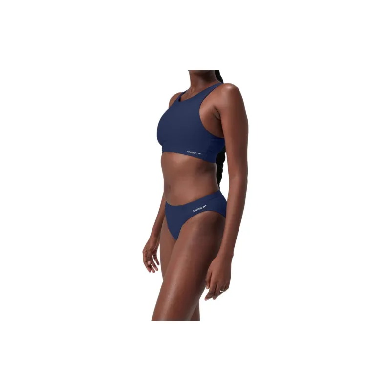 Speedo Solid Bikini Top Two-Piece Swimsuits Women's Blue-4