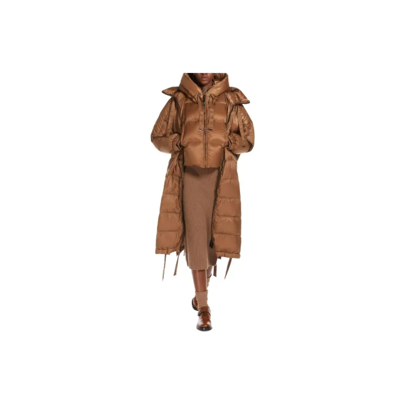 MAXMARA THE CUBE Seica Collection Long Cape In Water Repellent Canvas Cloaks Women's Caramel-3