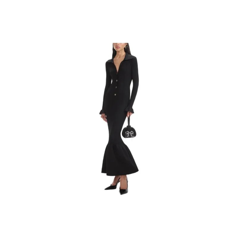 Self portrait Knitted Fluted Midi Dress-1