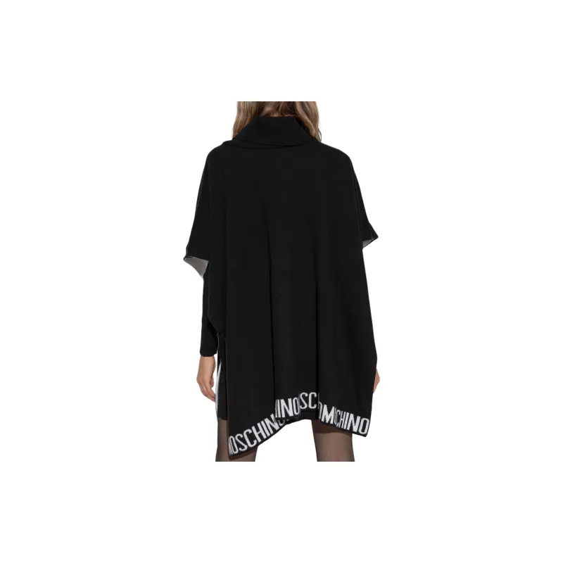 MOSCHINO Logo Intarsia Turtleneck Poncho-3