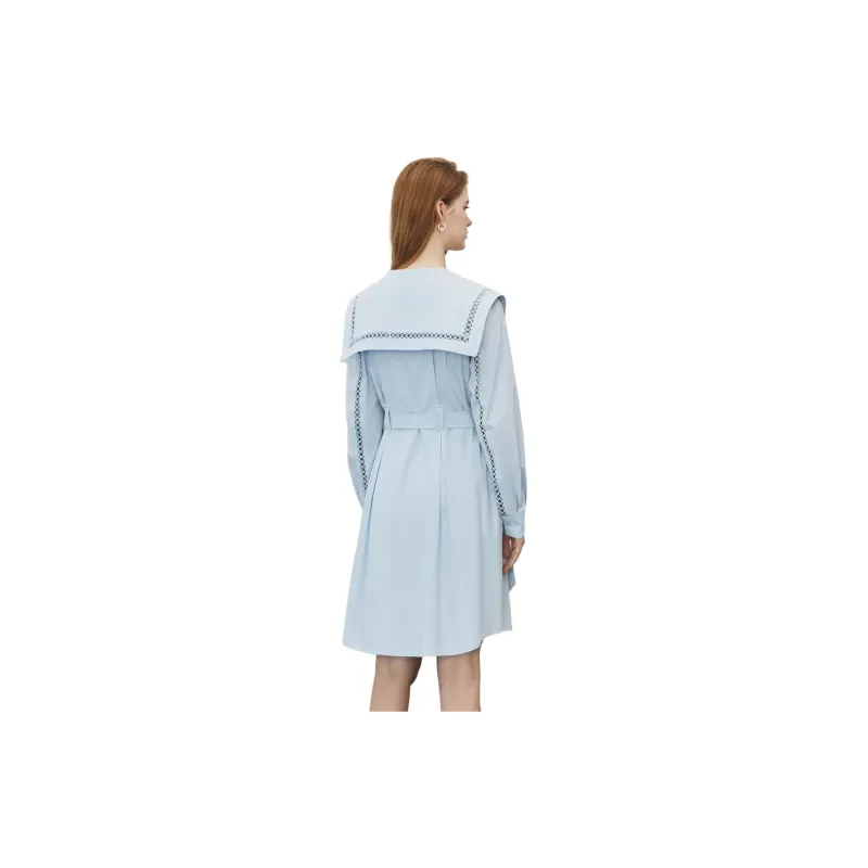 ELLE Long Sleeved Dresses Fall Women's Blue-2