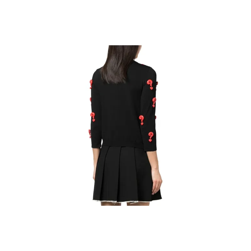 MOSCHINO Red Question Marks Elastic Cardigan-2