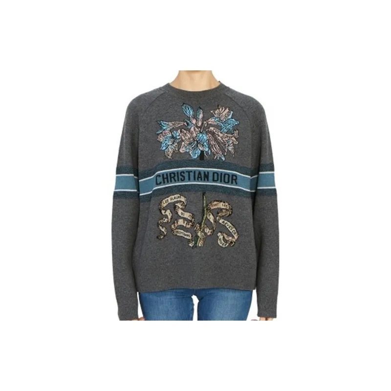 DIOR Quarterly New Products Cashmere Sweaters Women's Gray-2