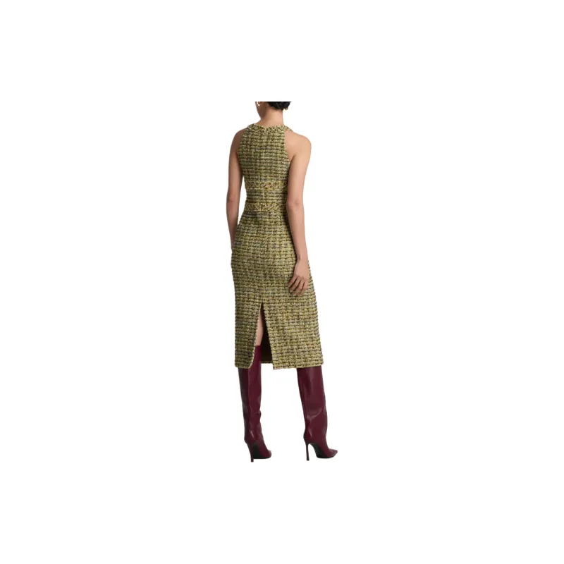 St. John Metallic-effect Tweed Midi Dress-2