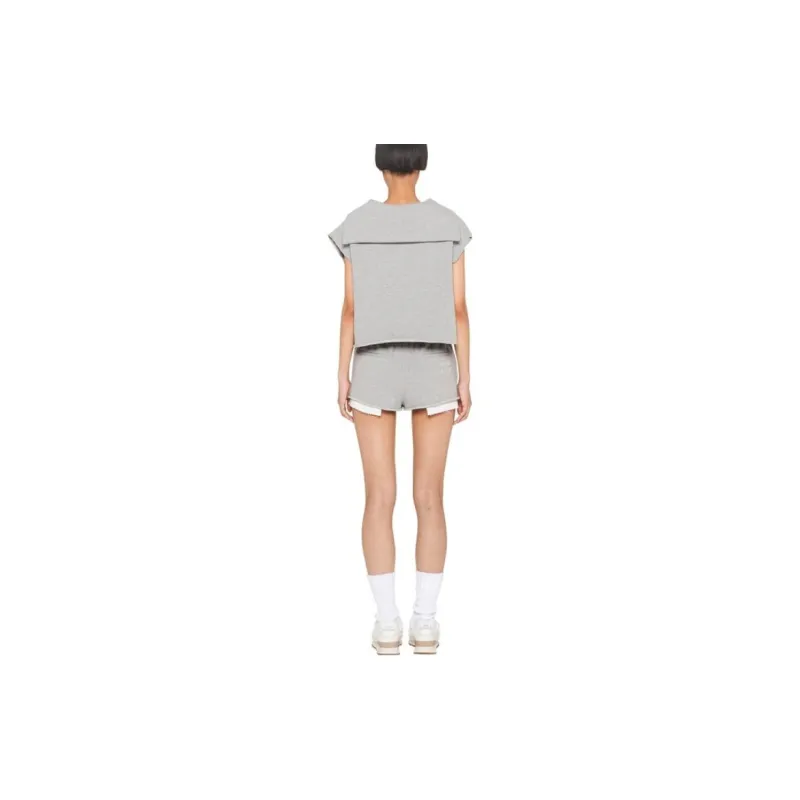 MIU MIU Layered detail Cotton Shorts-3