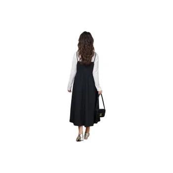 DAMABAIFENBAI Long Sleeved Dress For A Curvy Figure Women's Black