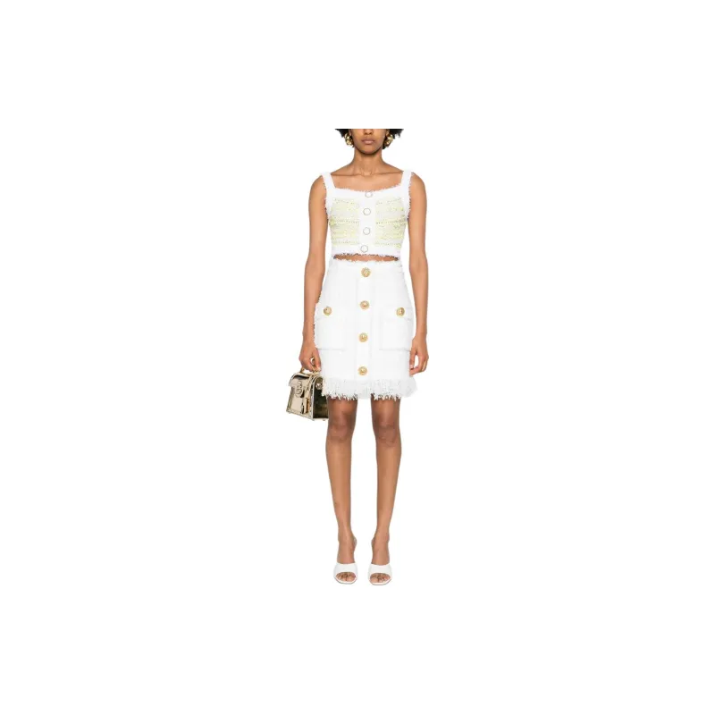 BALMAIN High waist Tweed Miniskirt-1